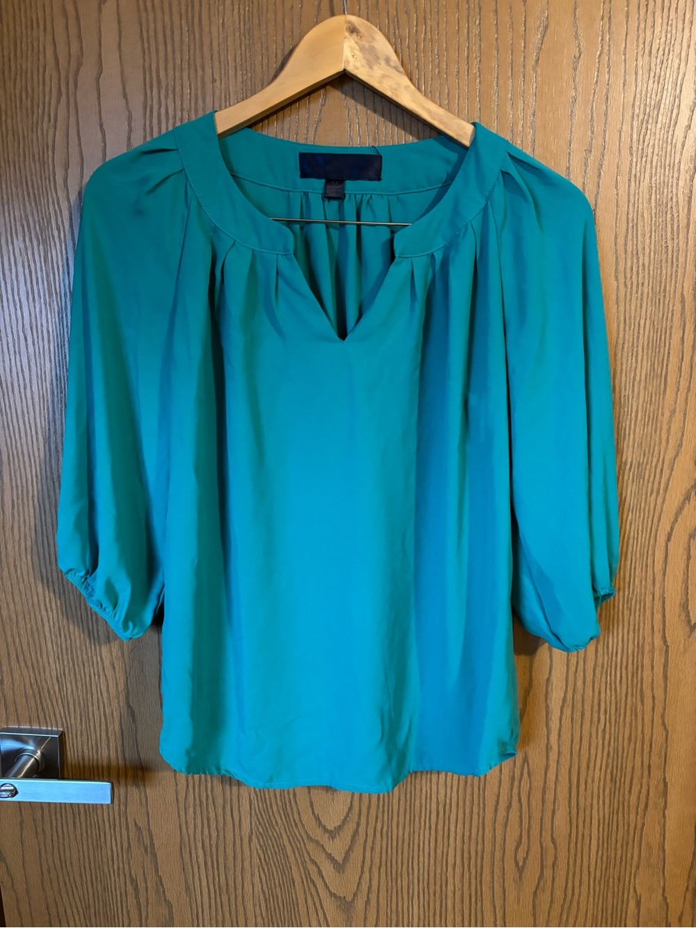 Source Unknown Teal Split V-Neck Blouse